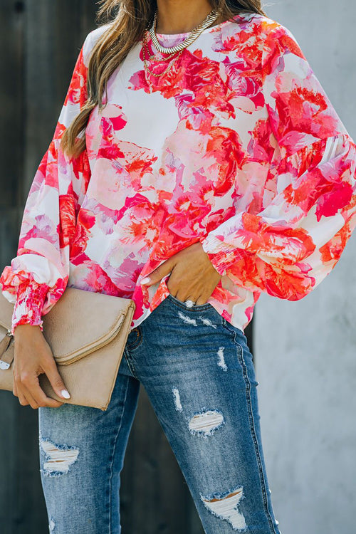 Sweet And Chic Floral Print Smocked Top