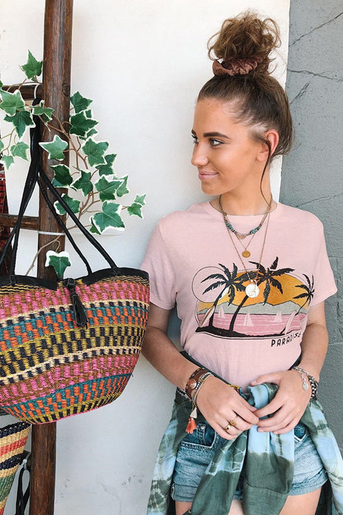 Tropical Coconut Palm Print Tee