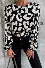 Season To Shine Leopard Backless Long Sleeve Top - 2 Colors