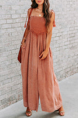 Lost To Love Smocked Wide Leg Sleeveless Jumpsuit