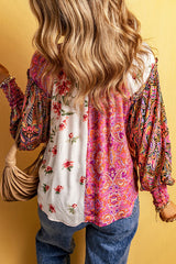 Vibrant Feeling Floral Print Smocked Long Sleeve Top