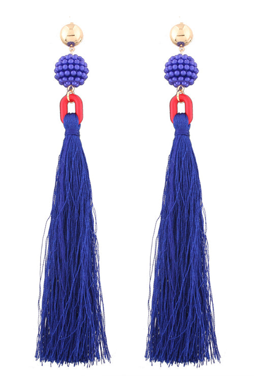 Tassel Bead Long Earrings