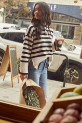 Warm Cozy Striped Long Sleeve Knit Sweater