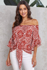 Style Spotting Off the Shoulder Print Top - 4 Colors