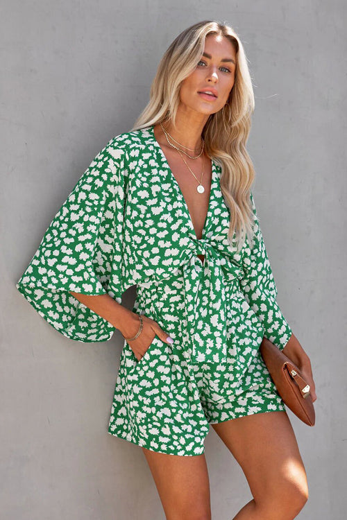 In The Moment Short Sleeve Printed Romper - 2 Colors