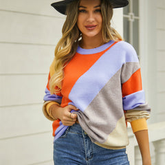 Trend4us Chic Striped Crewneck Sweater