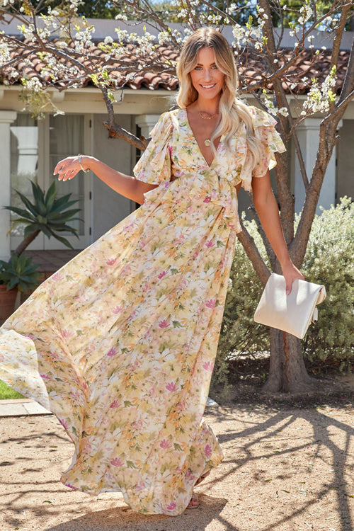 Feels Right Floral Print Backless Maxi Dress