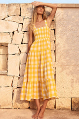 Dance With Me Plaid Print Babydoll Maxi Dress - 3 Colors