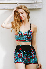 Boho Backless Print Suit