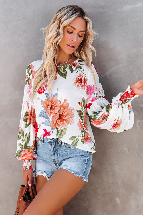 Sweetest Blooms Floral Printed Smocked Top