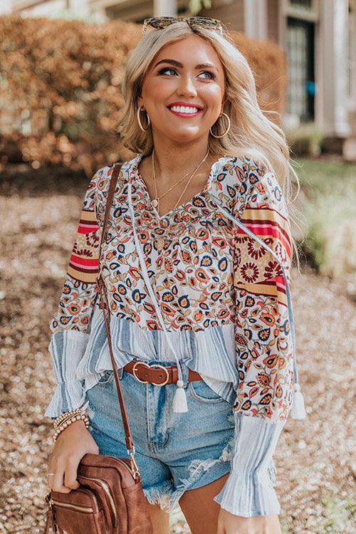 Wild Honey Boho Print Long Sleeve Top