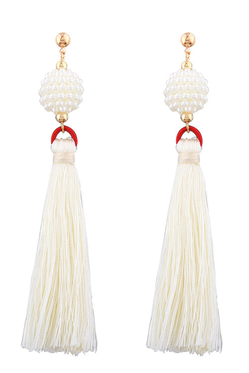 Tassel Bead Long Earrings