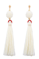 Tassel Bead Long Earrings