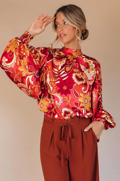 Sweet Side Printed Statement Sleeve Top