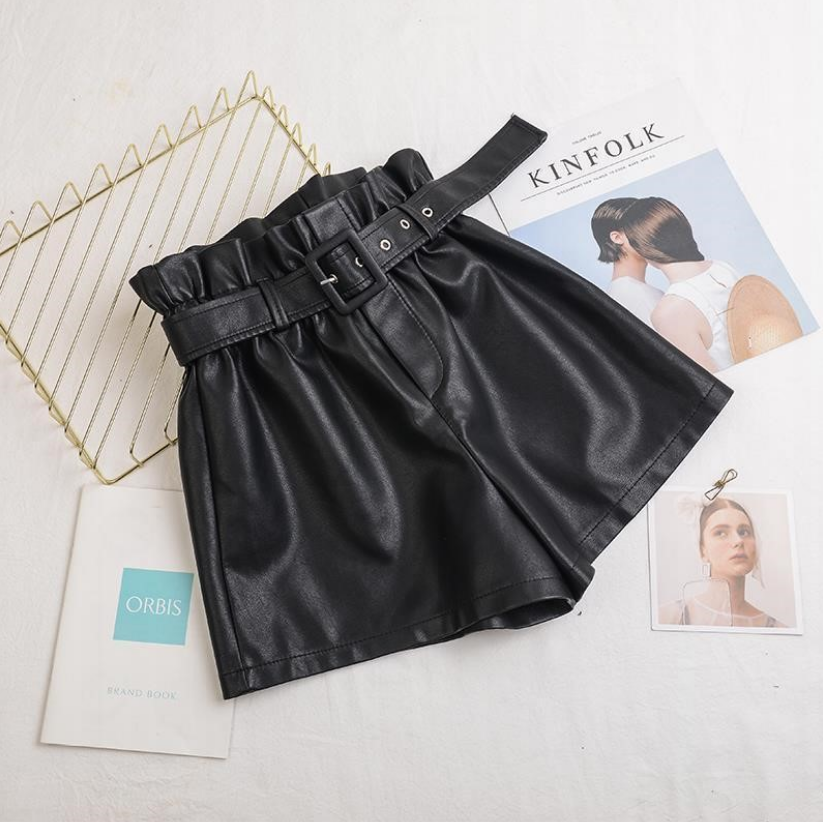 High Waist Leather Shorts