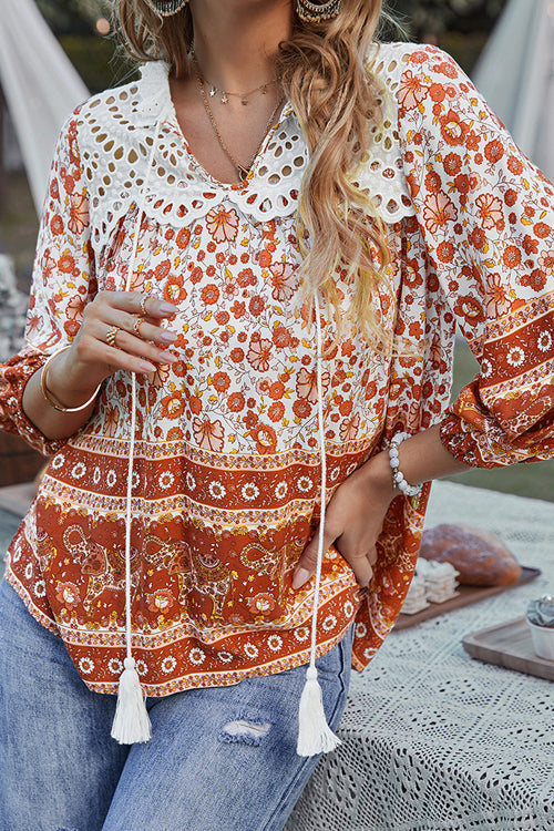 In The Summer Lace Boho Print Top - 3 Colors