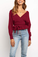 True Story V-Back Balloon Sleeve Knit Top - 3 Colors