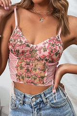 Best Night Ever Strap Lace Bustier Crop Top - 4 Colors