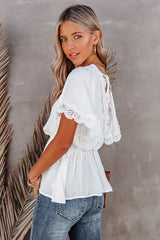 Sweet Optimism Crochet Lace Peplum Top - 2 Colors