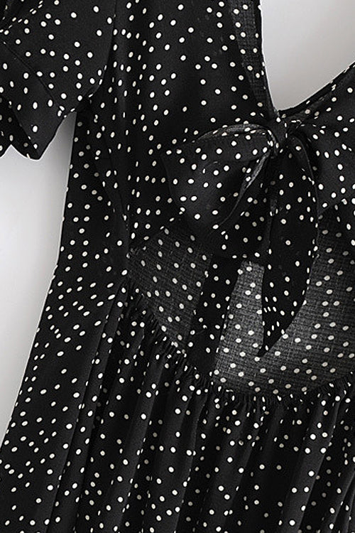 Galaxy Dot Bowknot-back Maxi Dress