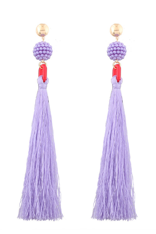 Tassel Bead Long Earrings