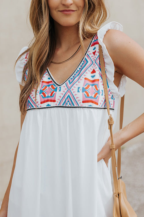 Living In The Moment Print Sleeveless Mini Dress