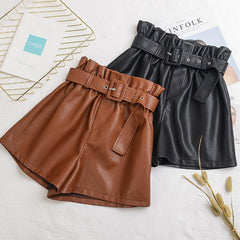 High Waist Leather Shorts