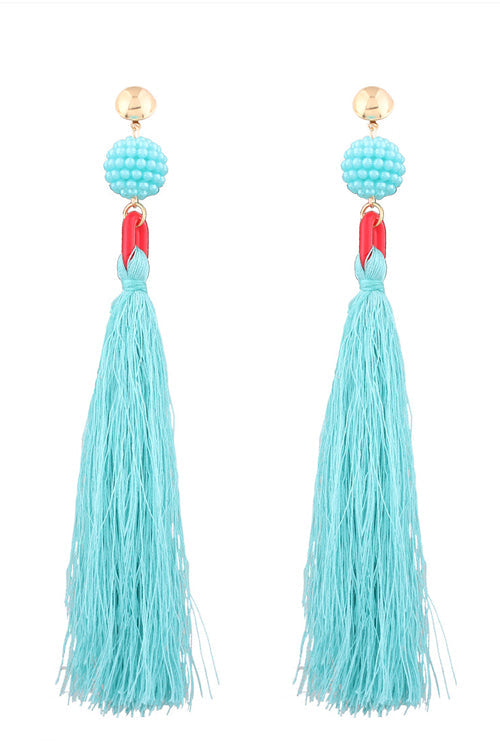 Tassel Bead Long Earrings