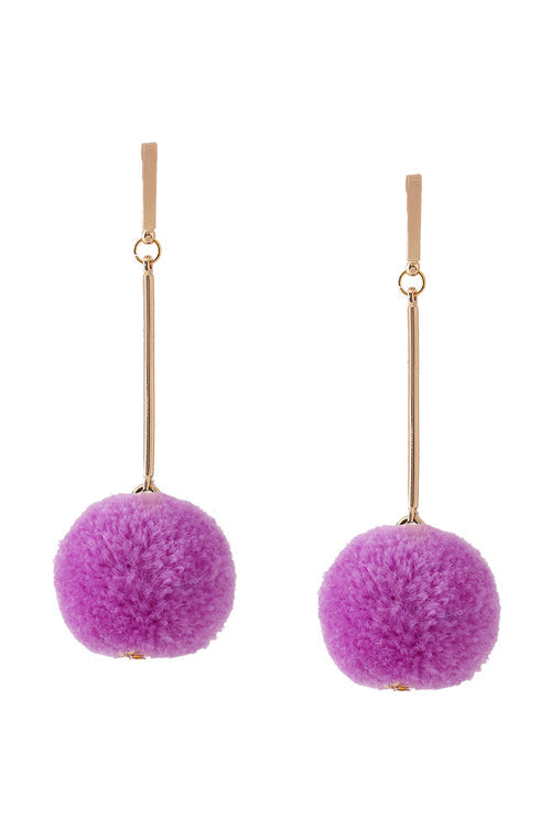 Fluffy Ball Hanging Earrings