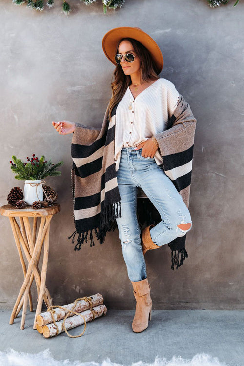 Weekend Chiller Striped Tassel Knit Cardigan - 2 Colors