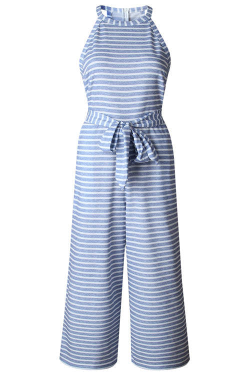 Stripe Bowknot Sleeve Jumpsuit - 4 Colors