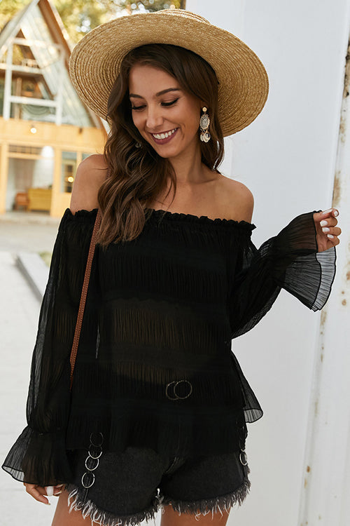 Taking It Easy Off Shoulder Pleated Top - 3 Colors