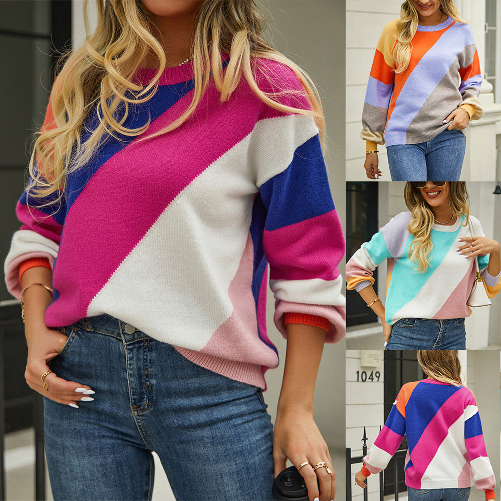 Trend4us Chic Striped Crewneck Sweater