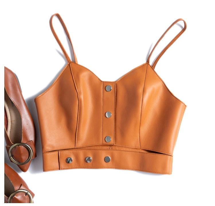 Sling Leather Tube Top Mujer