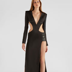 Sophisticated Black High Slit Party Dress