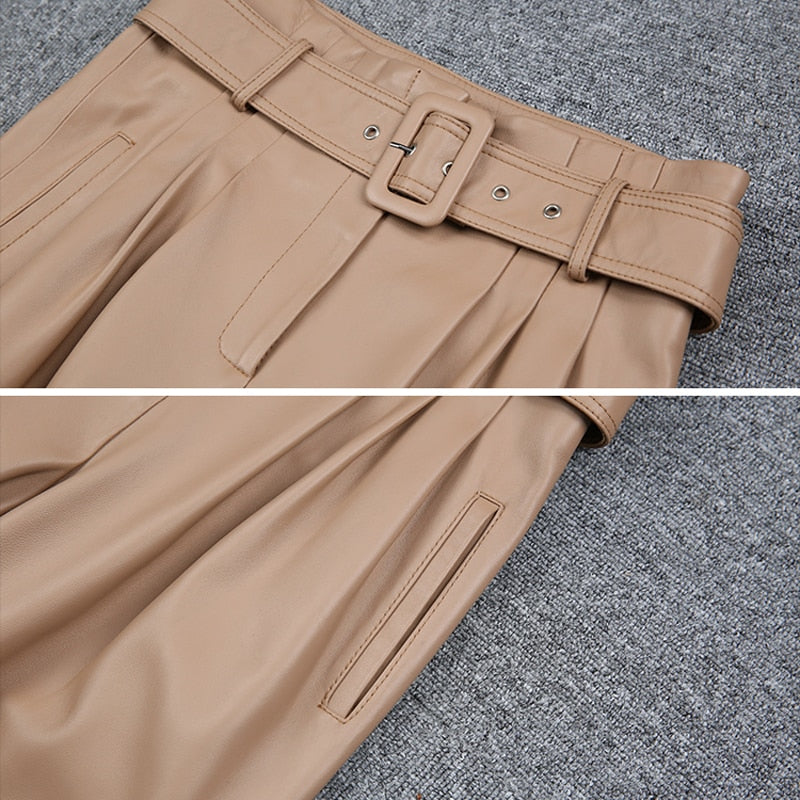 Genuine Leather Women Trousers