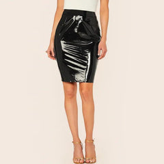 Shiny Leather Pencil Skirts