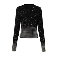 Chic Luxury Crystal Beading Blazer Sweater