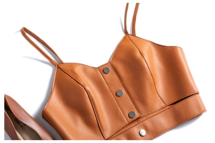 Sling Leather Tube Top Mujer