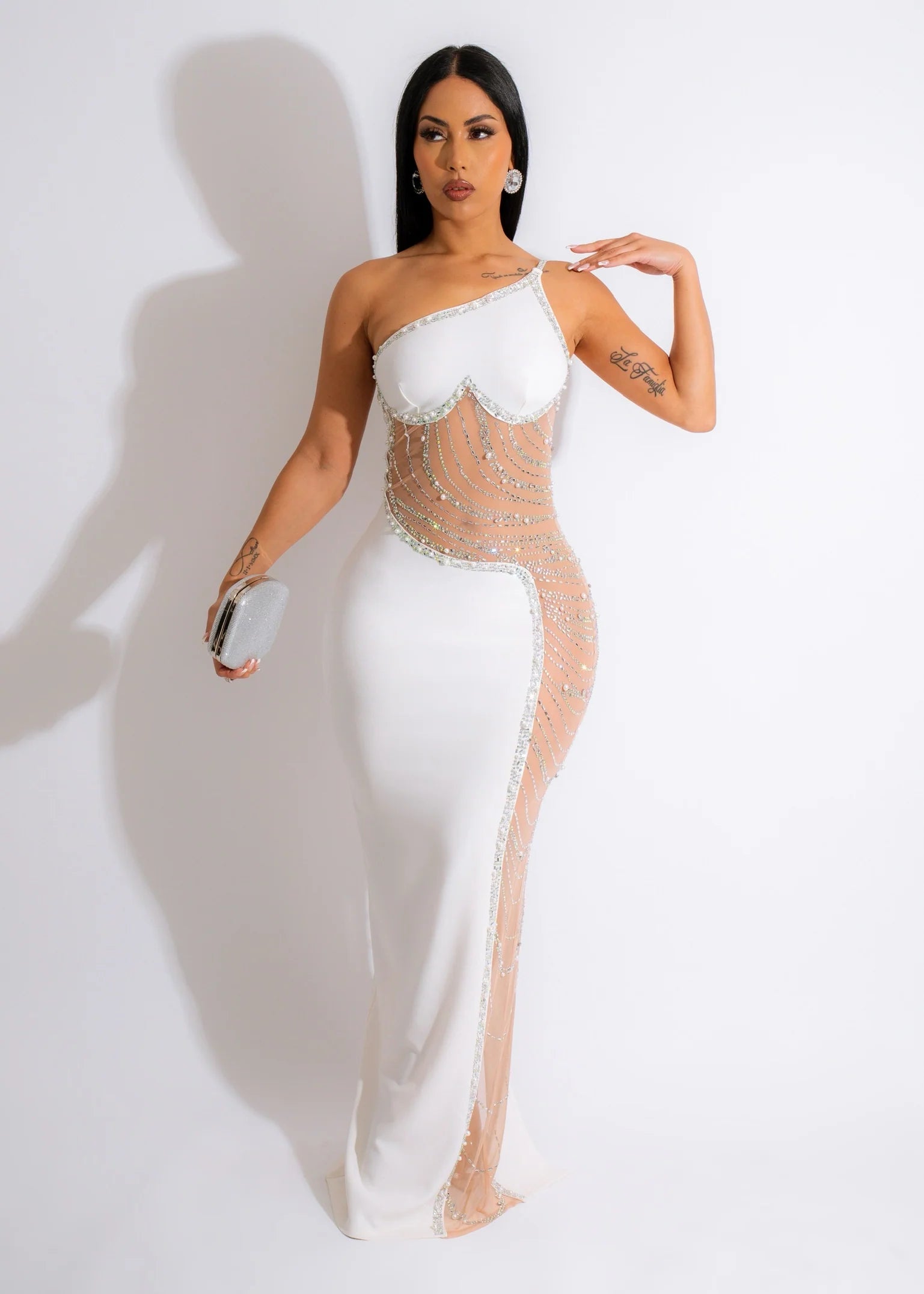 Handmade Crystal Rhinestones Long Dresses