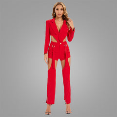 Backless Blazer Cut Out Pants Suits