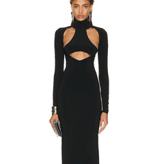 Black High Neck Evening Dress