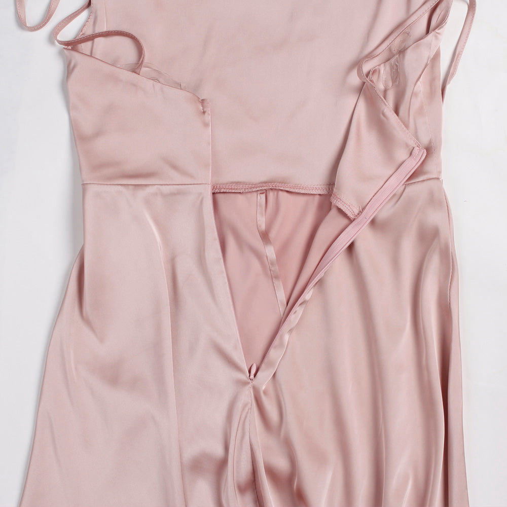 Shiny Satin Long Split Party Dress