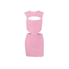 Jacquard Pink Skirt And Top Set