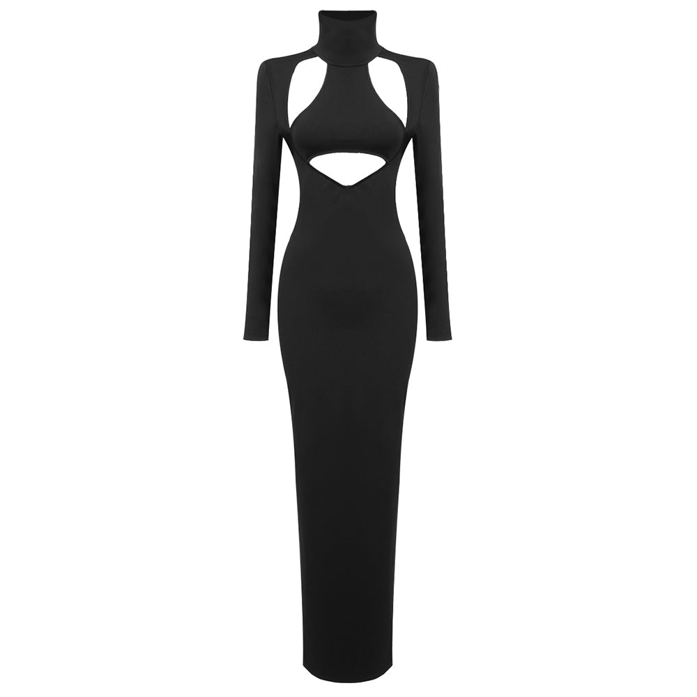 Black High Neck Evening Dress