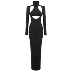 Black High Neck Evening Dress