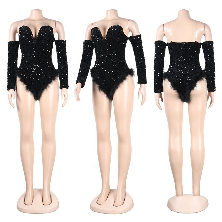 Sequin Feather Bodysuits