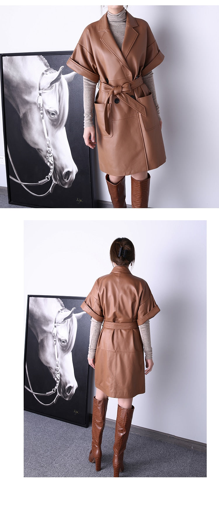 French Genuine Leather Coat