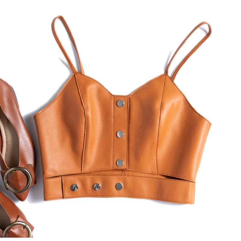 Sling Leather Tube Top Mujer