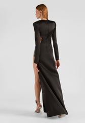 Sophisticated Black High Slit Party Dress